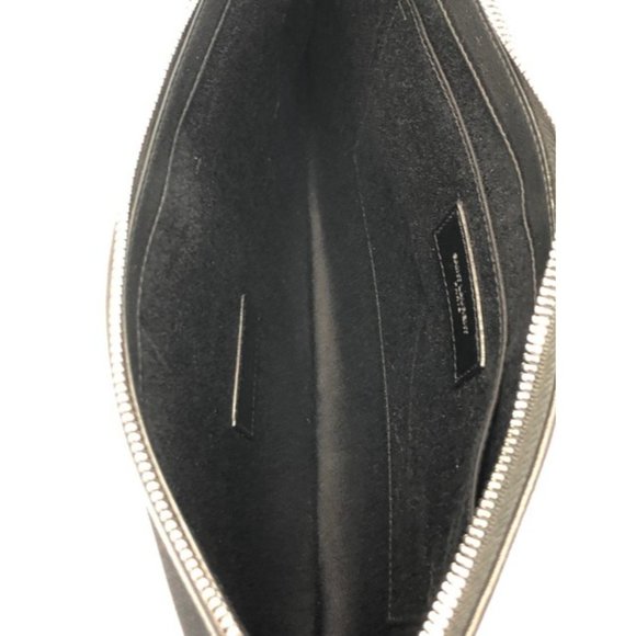 SAINT LAURENT Rive Gauche Black Canvas Clutch - Picture 9 of 12